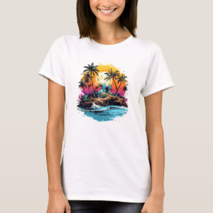 T-shirt L'île aux palmiers tropicaux en été