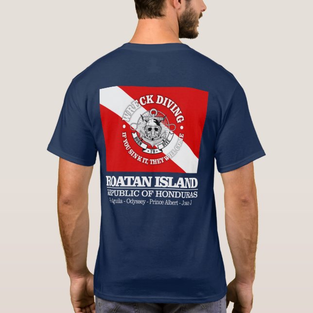 T-shirt L'île de Roatan (Meilleures épaves) (Dos)