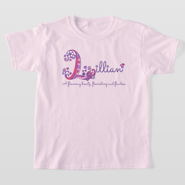 T-shirt Lillian girls L nom signifie chemise monogramme po (Poser)