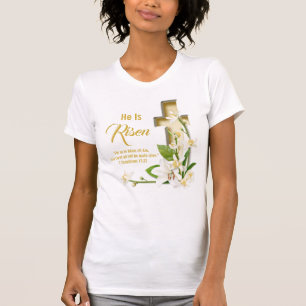 T-shirt Lily Cross Écriture Il Est Ressuscité