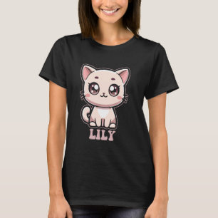 T-shirt Lily Cute Kitty Design pour les filles Nom Lily