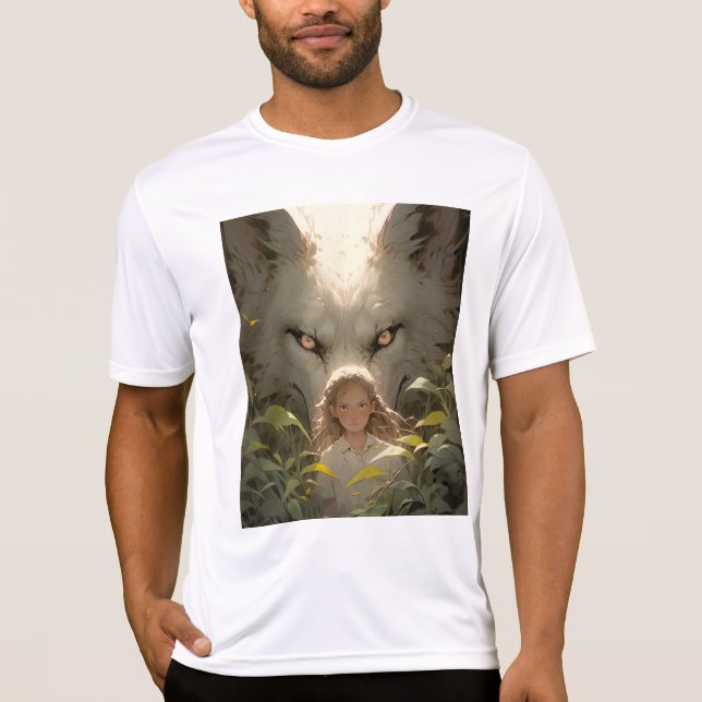T-shirt L'Imaginaire mystique Wolf Guardian Anime (Devant)