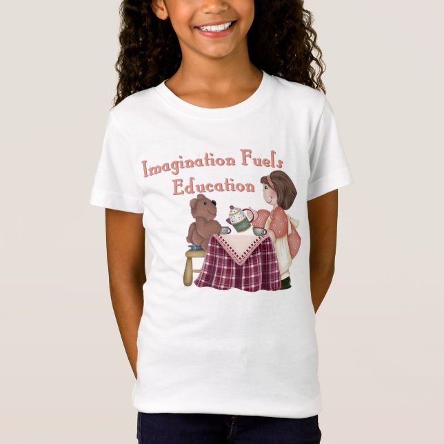 T-Shirt L'imagination alimente l'éducation (teaparty) Fill (Devant)