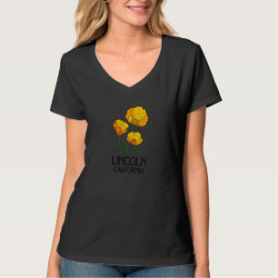 T-shirt Lincoln California CA Poppy Flower State City Vint
