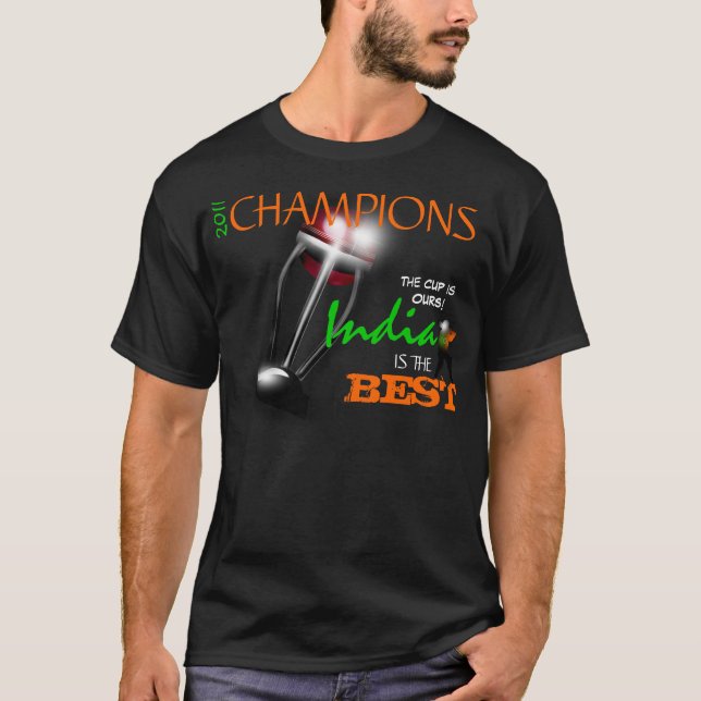 T-shirt L'Inde 2011 coupes du monde du cricket ICC mâche (Devant)