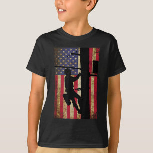 T-shirt Lineman American Flag Electric Cable Lineman Cadea
