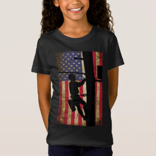 T-Shirt Lineman American Flag Electric Cable Lineman Cadea