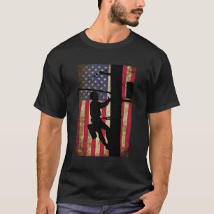 T-shirt Lineman American Flag Electric Cable Lineman Cadea
