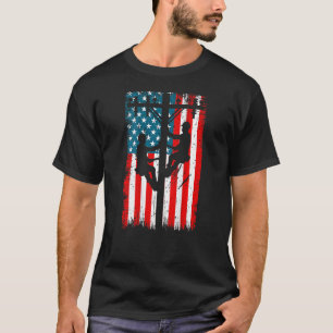 T-shirt Lineman American Flag Patriotic Electric Cable (on