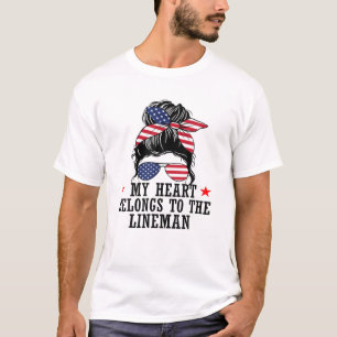 T-shirt Lineman American USA Drapeau Sunglass Câble électr