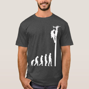 T-shirt Lineman Evolution Funny Electric Cable Homme Cadea