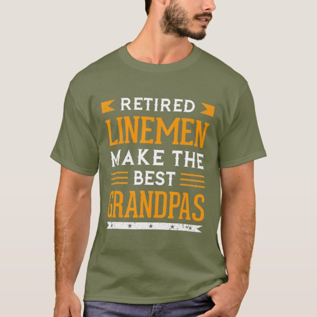 T-shirt Lineman Grandpa à la retraite Cadeau Pole Linemen (Devant)