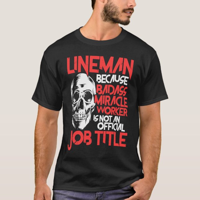 T-shirt Lineman Job Title American Electricien Cable Wire (Devant)