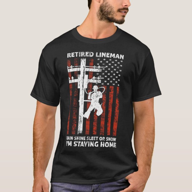 T-shirt Lineman Retraite 4 juillet drôle Novelty Man W (Devant)