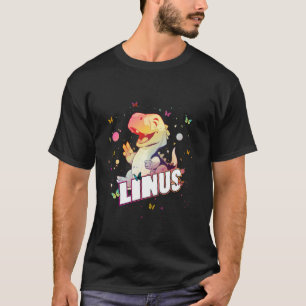 T-shirt LINUS - Nom mignon du garçon avec Dinosaur mignon