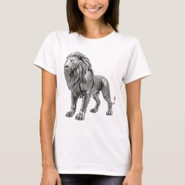 T-shirt Lion argent celtique majestueux avec nœud complexe