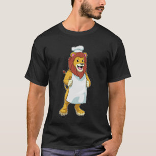 T-shirt Lion as Cook with Chef Cooking apron