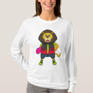 T-shirt Lion as skater with skateboard