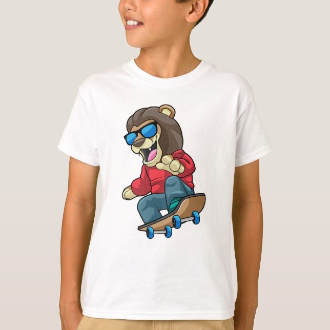 T-shirt Lion as skater with skateboard (Devant)