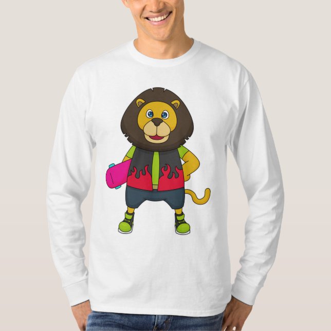 T-shirt Lion as skater with skateboard (Devant)