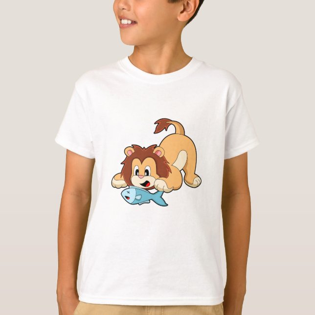 T-shirt Lion avec poisson (Devant)