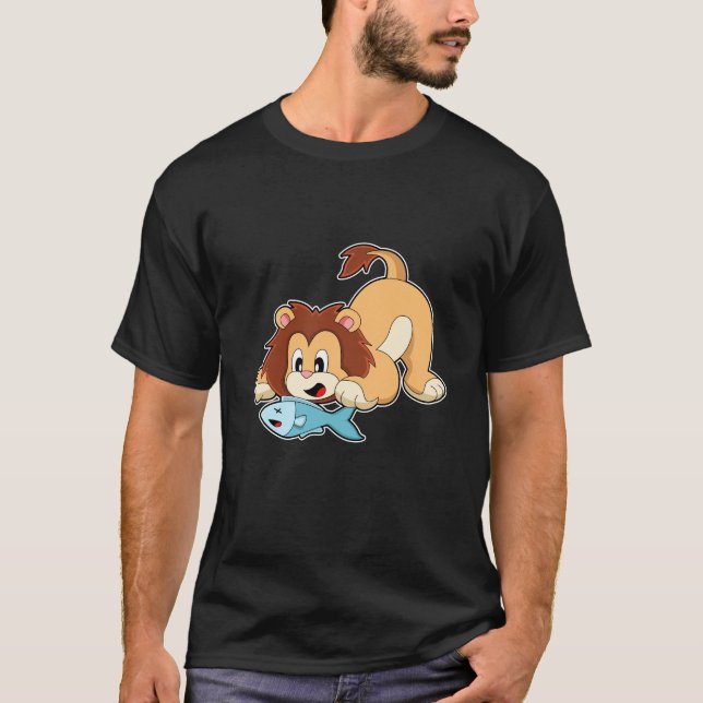 T-shirt Lion avec poisson (Devant)