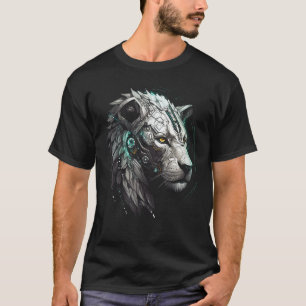 T-shirt Lion blanc Imaginaire robot Lion animal