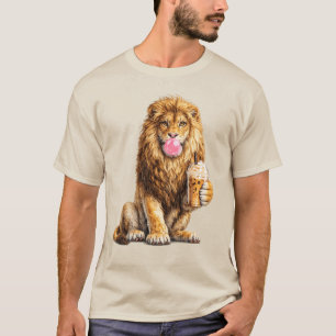 T-shirt Lion Café Glacé Bubble Gum Animal Tendance