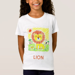 T-Shirt Lion caricature mignonne - Enfants Art animal