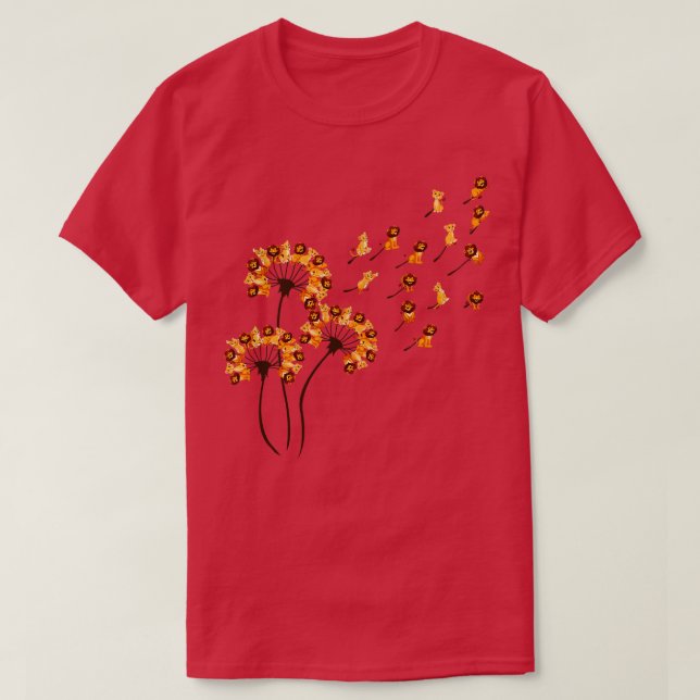 T-shirt Lion Chemise Dandelion Lion Lion Lover (Design devant)