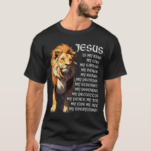 T-shirt Lion Christian Jesus Est Mon Roi, Dieu, Seigneur,