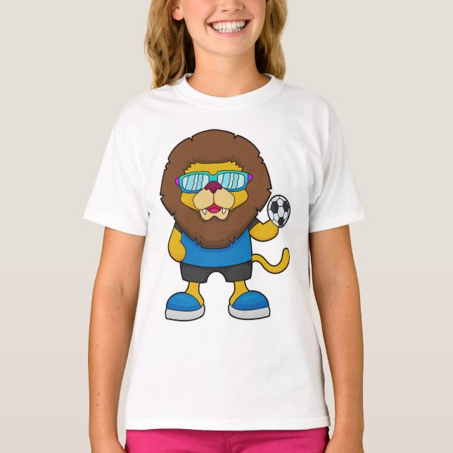 T-shirt Lion comme joueur de football avec Soccer (Devant)