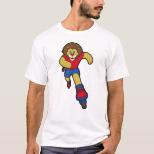 T-shirt Lion comme patineur avec patins en ligne
