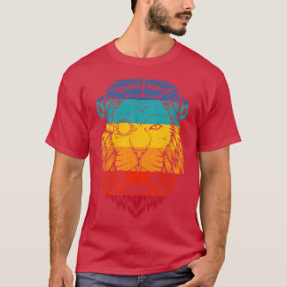T-shirt Lion Cyberpunk rétro