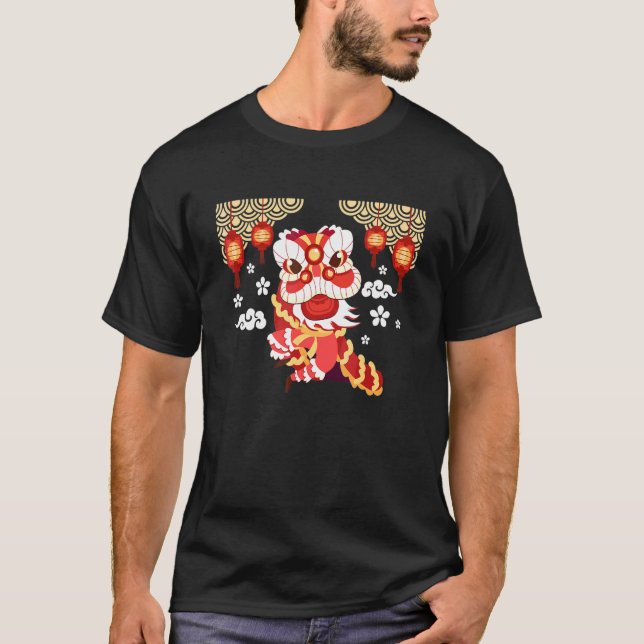 T-shirt Lion Dance Head Festival Happy Chinese New Year 1 (Devant)
