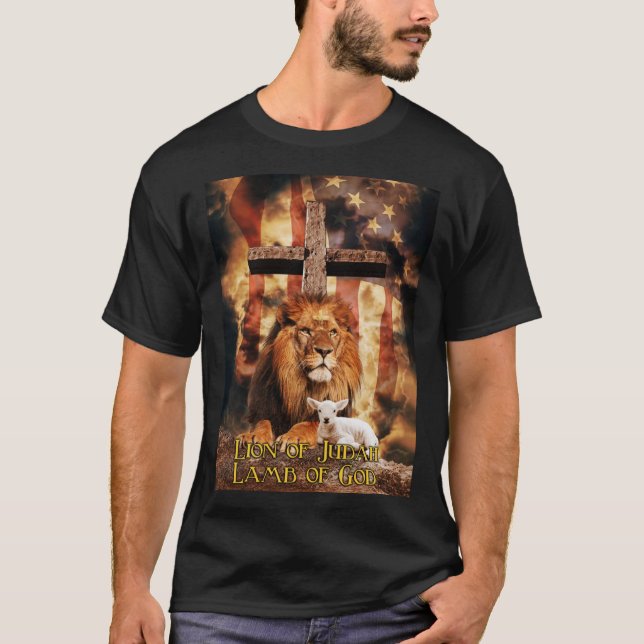 T-shirt Lion De Juda Agneau De Dieu Funny House Hot Gift67 (Devant)