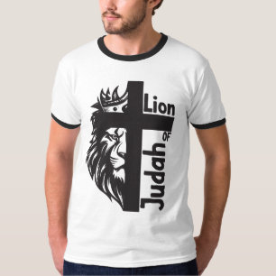 T-shirt Lion de Juda Bold Demi Lion demi-Croix chrétien