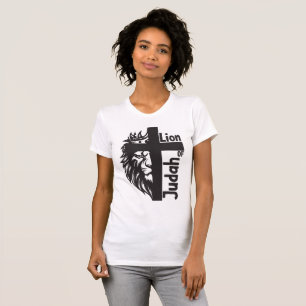 T-shirt Lion de Juda Bold Demi Lion demi-Croix chrétien