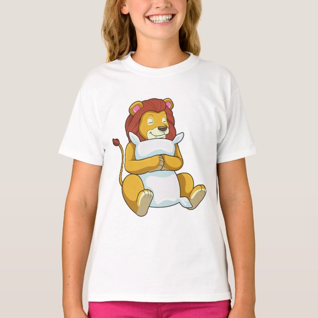 T-shirt Lion dormant avec Coussin (Devant)