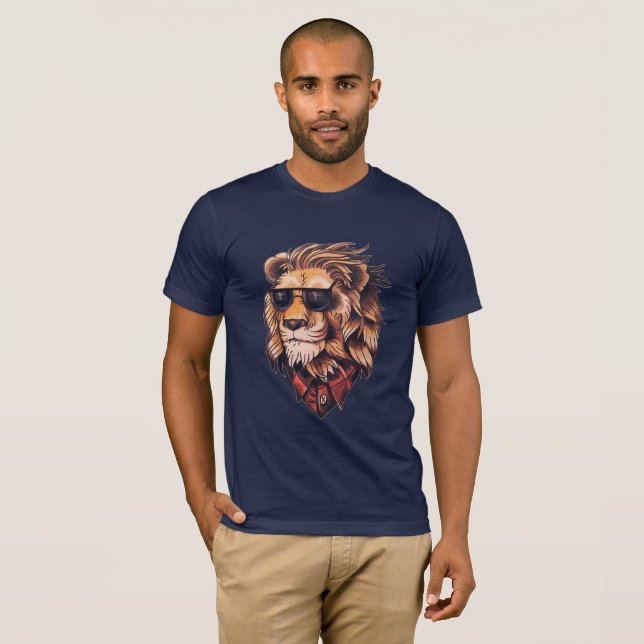 T-shirt Lion élégant avec lunettes (Devant entier)