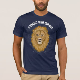 T-shirt Lion élégant de Juda I se tient avec Israël. Bleu