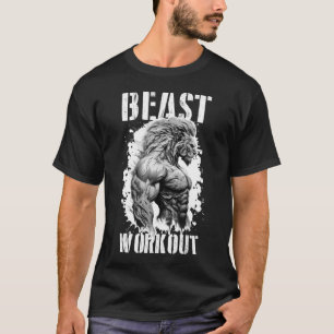 T-shirt Lion entraînement Bête Motivation Muscles Gym MIXE