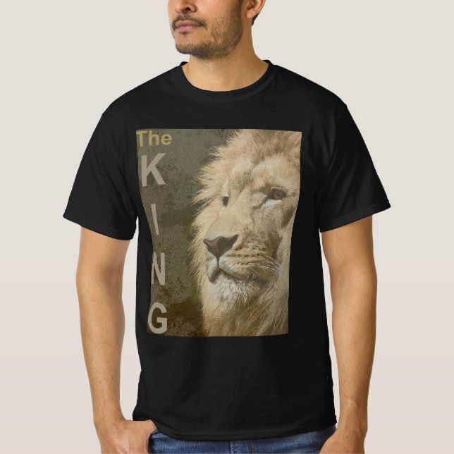 T-shirt Lion Face Mens Moderne Élégant Modèle noir (Devant)