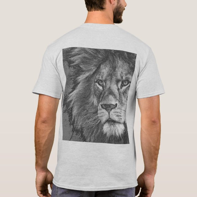 T-shirt Lion Face Modèle Pop Art Mens Moderne (Dos)