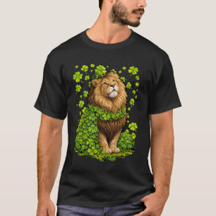 T-shirt Lion Fantaisiste avec Trèfles Shamrocks St Patrick