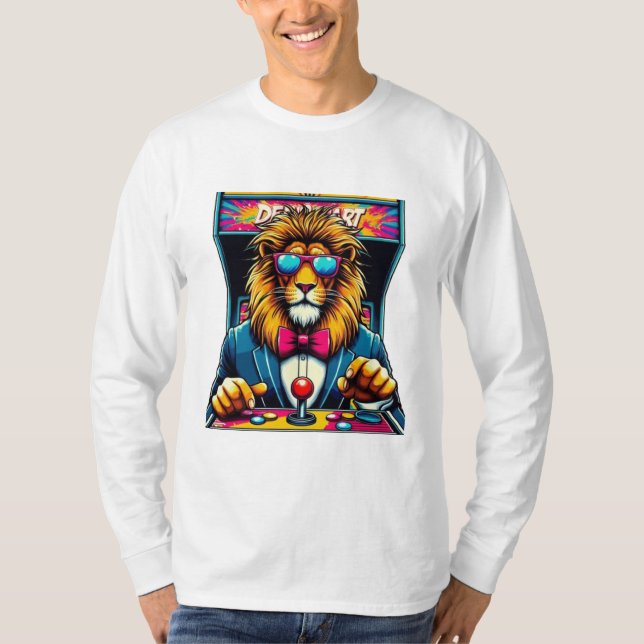 T-shirt Lion Gamer : Le Roi de l'Arcade (Devant)