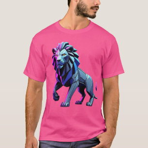 T-shirt Lion géométrique rétro-futuriste