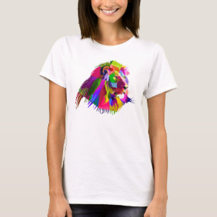 T-shirt Lion Head Prismatic Pop Art Design-62502
