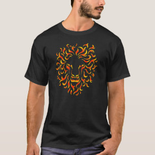 T-shirt Lion Head with ethnic fire couleurs. M1.