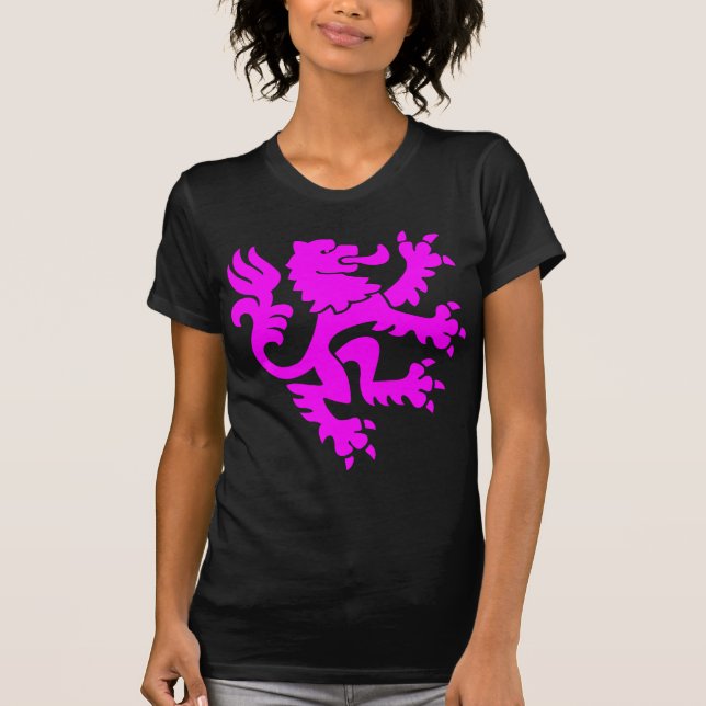 T-shirt Lion héraldique 01 - Magenta (Devant)